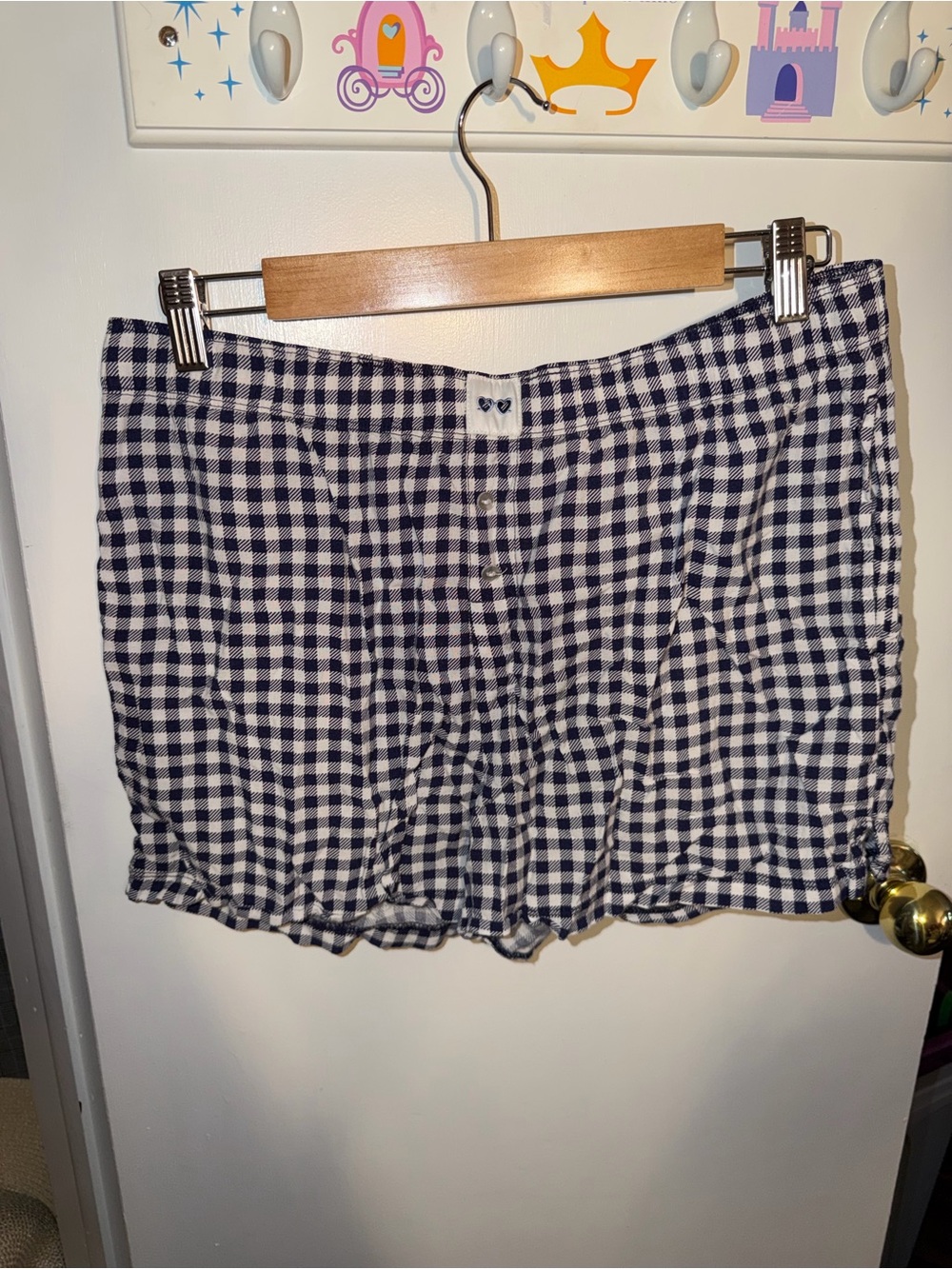 Navy and White Gingham Women’s Shorts